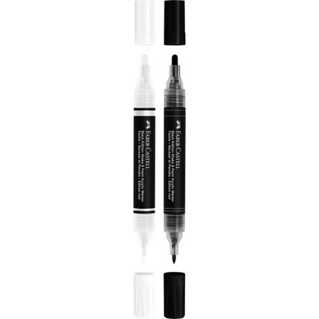 Faber-Castell Black Edition Shake & Paint Acrylic Markers, set of 2, black and white