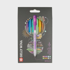 Gelly Roll Metallic Gel Pens 10-Pack in assorted shimmering colors, perfect for journaling, art, and note-taking.