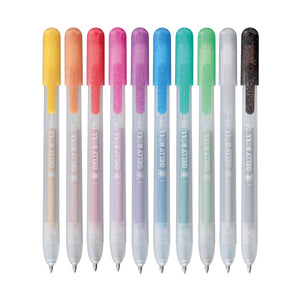 Gelly Roll Metallic Gel Pens 10-Pack in assorted colors, featuring shimmering metallic ink for art and journaling.