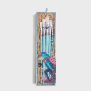 HIMI Brush Set - 5 Brushes (Blue) for gouache, watercolor, and mixed media, packaged in a stylish blue box.