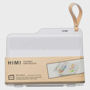 HIMI Foldable Paint Palette - 200 x 150mm, compact and easy-to-clean mixing palette for gouache and watercolour, shown with strap.