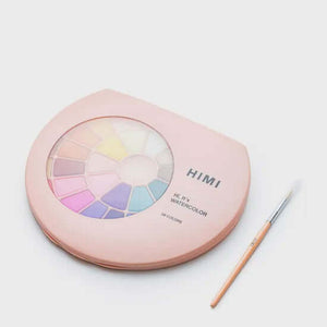 HIMI watercolour set with 38 vibrant colours in a pink case, perfect for travel and learning. Includes a brush for easy sketching on the go.