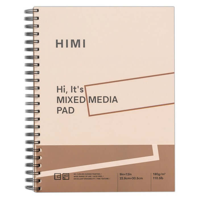 HIMI Paper Pad Mixed Media - 22.9 x 30.5cm, 180gsm (40 Sheets, Spiral Bound)