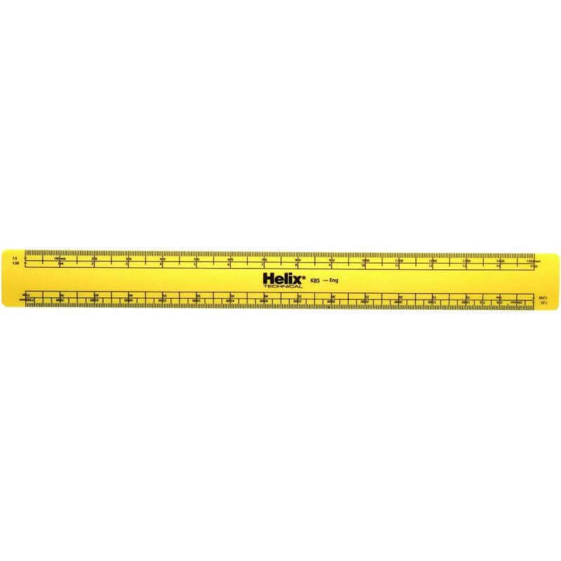 Helix 30cm Engineers Scale Ruler with metric graduations, featuring scales 1:1, 1:10, 1:2, 1:20, 1:5, 1:50, and 1:250, ideal for professionals.