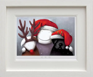 Ho, Ho, Ho by Doug Hyde, limited edition artwork with festive characters in Santa hats, 18x12 inches, framed at 31x25 inches