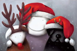 Ho, Ho, Ho by Doug Hyde - Rare Limited Edition festive artwork with reindeer and snow, ideal for art collectors and enthusiasts.