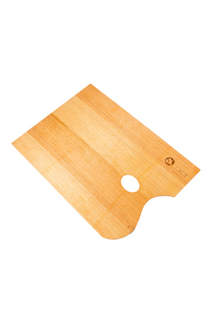 Jakar palette, varnished walnut/poplar laminate, 25 x 35cm, flat, rectangular, with thumb hole, medium