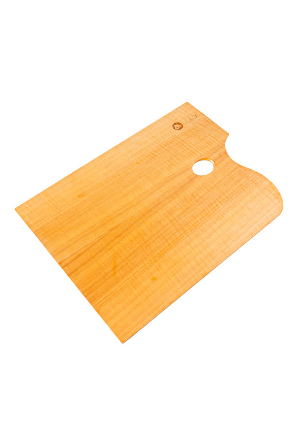 Jakar palette, varnished walnut/poplar laminate, 30 x 40cm, flat, rectangular, with thumb hole, large