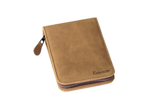 Kaweco Traveller’s Case – Nubuck Leather, 6-Pen Capacity with embossed logo and zip closure for pen storage.
