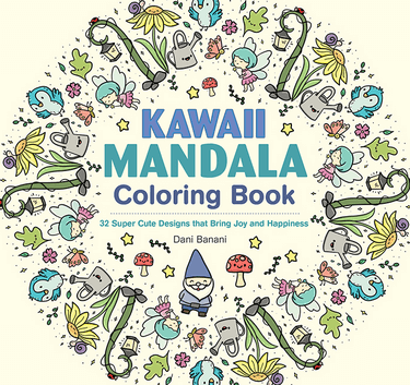 Kawaii Mandala Coloring Book 32 Super Cute Designs that Bring Joy and Happiness cover with whimsical illustrated characters