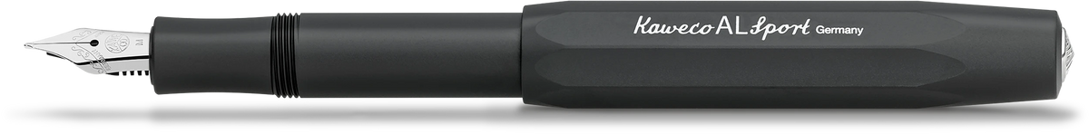Kaweco AL Sport fountain pen in black machined aluminium with silver clip