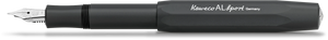 Kaweco AL Sport fountain pen in black machined aluminium with silver clip