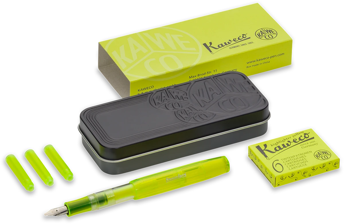 Kaweco ICE Sport Glow Fountain Pen Yellow Gift Set - view 1