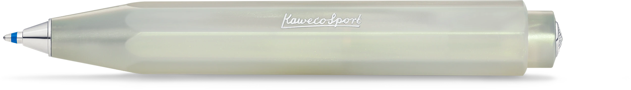 Kaweco Lunar Sport ballpoint pen in Light Green, iridescent pearl finish with silver trim