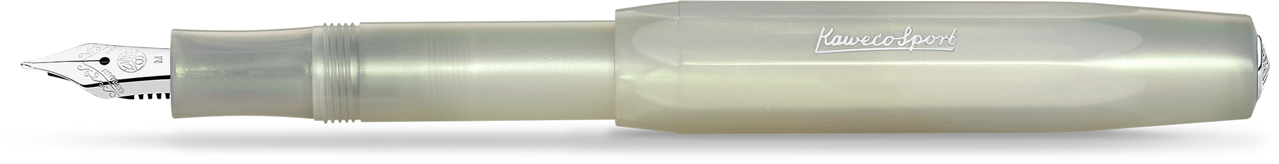 Kaweco Lunar Sport fountain pen in Light Green, iridescent pearl finish with silver trim