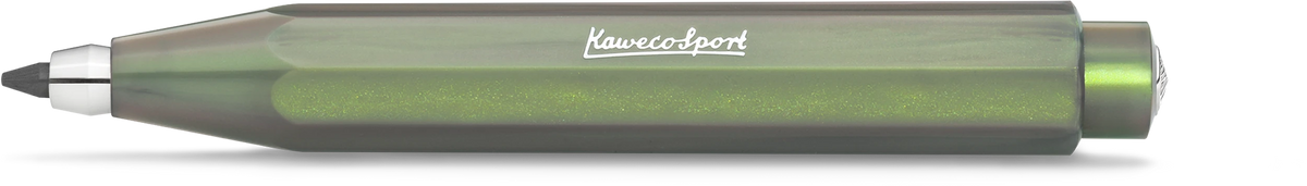 Kaweco Lunar Sport 3.2mm clutch pencil in Shadow Green, deep iridescent finish with silver trim