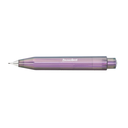 Kaweco Lunar Sport 0.7mm mechanical pencil in Shadow Purple, iridescent pearl finish with silver trim