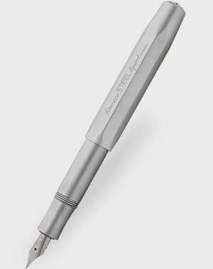 Kaweco STEEL Sport Fountain Pen – Medium Nib, stainless steel, octagonal design, 1911 classic pocket pen, CNC-machined, modern look