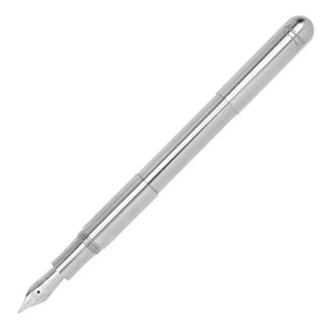 Kaweco SUPRA Fountain Pen – Stainless Steel, Medium Nib, shown in fully assembled configuration, crafted for durability and style.