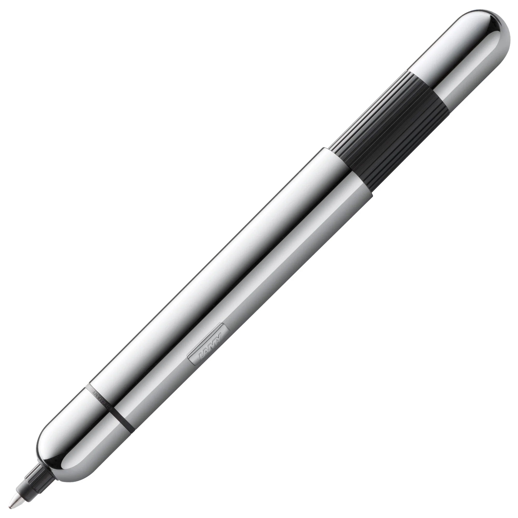 LAMY pico pocket ballpoint pen in polished chrome, shown extended