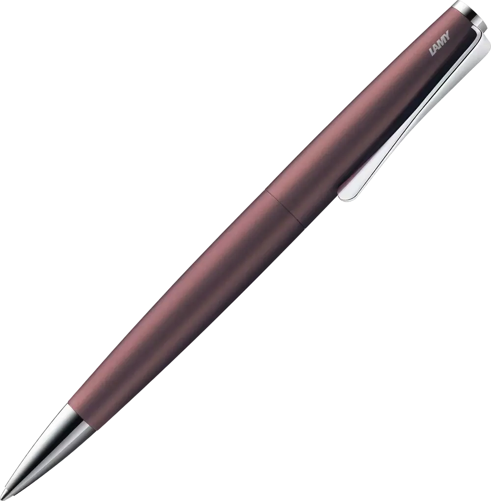 LAMY Studio Orion Matt Ballpoint Pen – Special Edition 2025, deep plum-brown with chrome accents, propeller clip, twist-action pen.