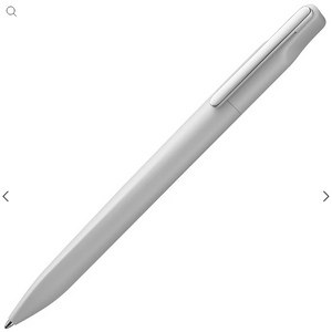 LAMY xevo Ballpoint Pen shown in sleek silver design, highlighting its elegant curve and spring-loaded clip.