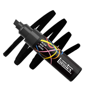 Liquitex acrylic marker 8mm with black ink on a bold stroke background for vibrant art projects.