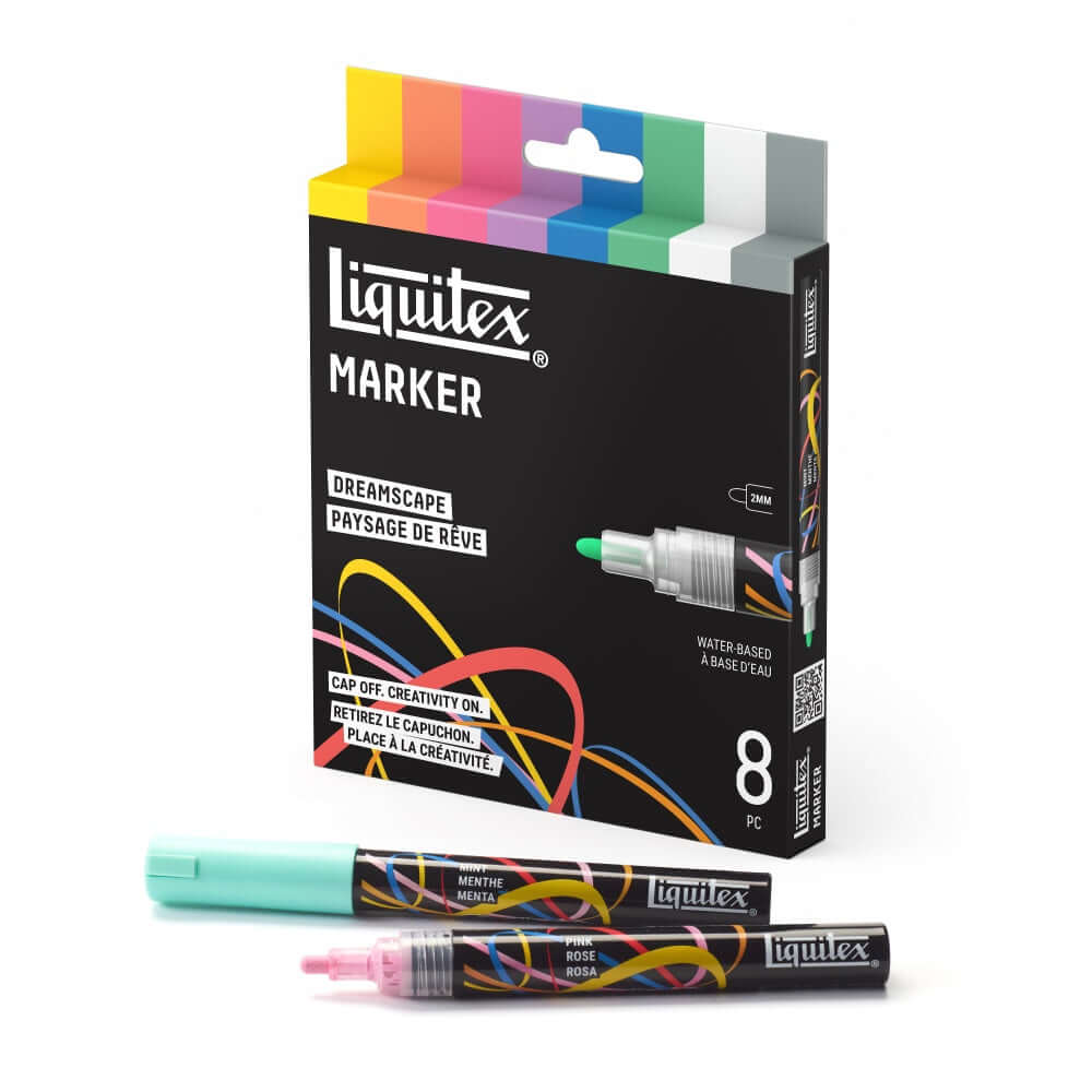 Liquitex acrylic markers set featuring 8 markers with a curated palette for creative projects.