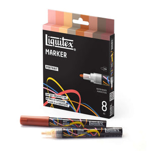 Liquitex acrylic markers set featuring 8 markers with a fine 2mm nib, perfect for illustration and journaling.