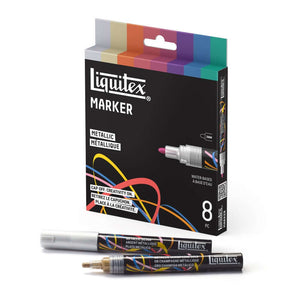 Liquitex Acrylic Markers 2mm — Set of 8 Metallic for journaling and illustration, featuring metallic acrylic markers set.