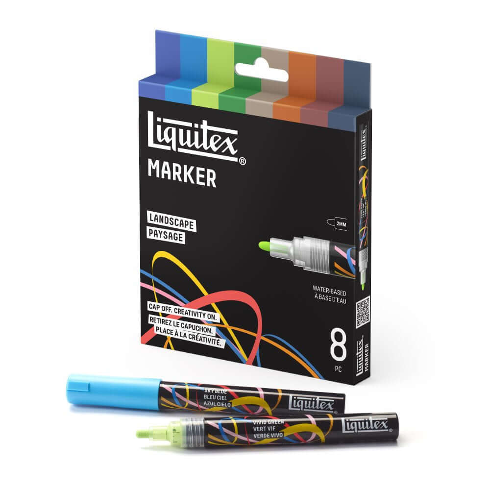 Liquitex Acrylic Markers 2mm Set of 8 Landscape — eight earth and nature tone fine-nib markers