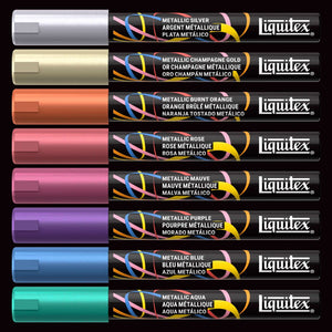 Liquitex Acrylic Markers 2mm — Set of 8 Metallic, metallic acrylic markers set for vibrant illustration and artistry.