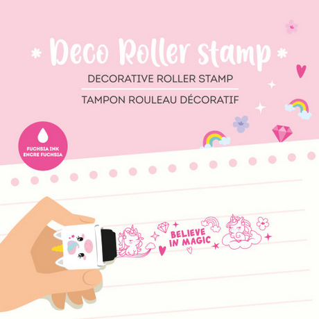 Legami Deco Roller Stamp - Decorative Roller Stamp - Unicorn - Fuchsia Ink