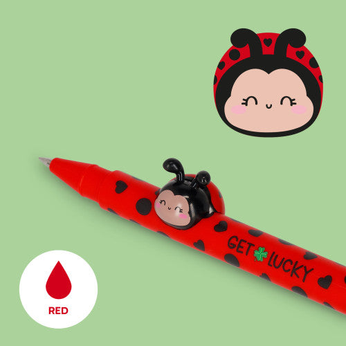 New Legami Gel Pen With Animal Decoration - Lovely Friends - Ladybug