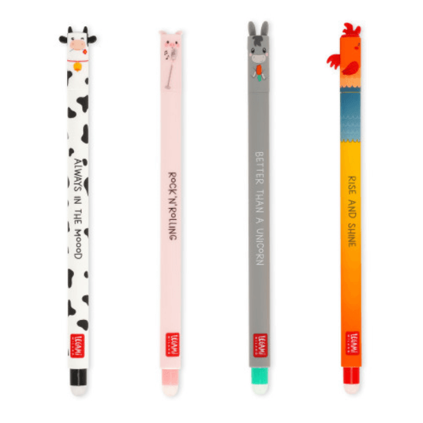 Legami Set of 4 Erasable Gel Pens – Farm Sweet Farm