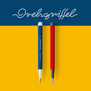Leuchtturm1917 Drehgriffel Collection – 2026 Colours in Indigo and Cherry, featuring elegant twist stylus design on yellow background
