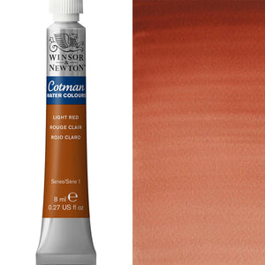 Winsor & Newton Cotman Watercolour paint 8ml tube in Light Red shade with swatch, ideal for artists and hobbyists.