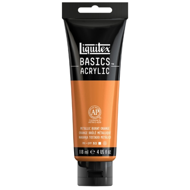 Liquitex Basics Metallic Acrylic Paint Tube - 118 ml - Metallic Burnt Orange