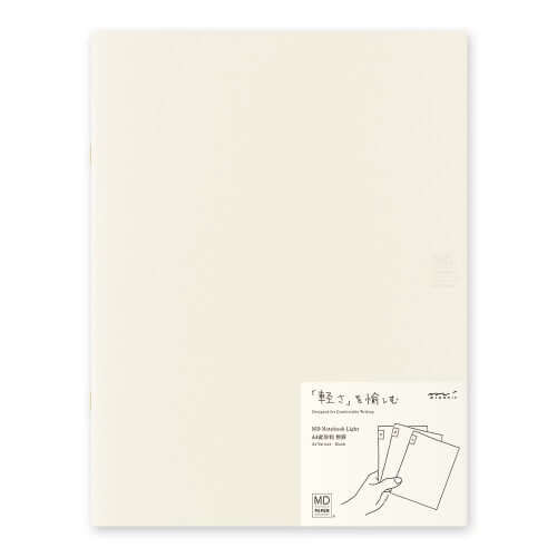 MD Notebook Light A4 Variant Blank 3pcs Pack A, ideal for notes and sketches, A4 blank notebook pack.