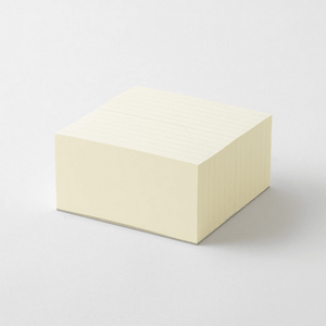 MD Block Memo Pad Lined 500 sheets, size H100 x W100 x D51mm, Japan-made paper, perfect for writing, weighs 409g, without package 408g.