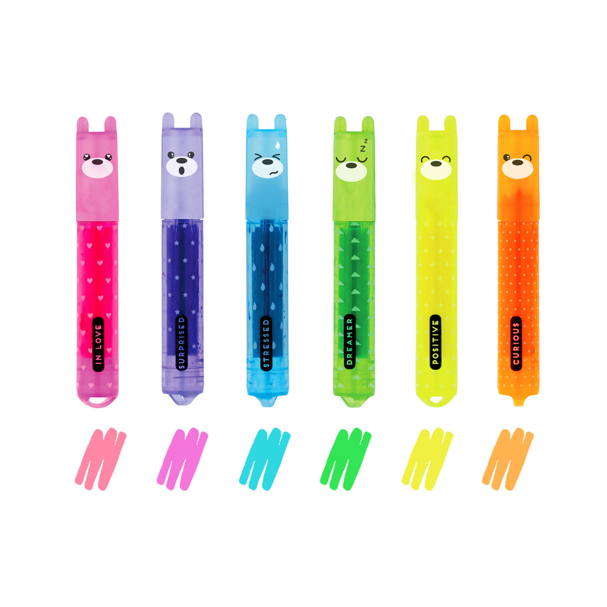 LEGAMI Set of 6 Mini Highlighters - Teddy's Mood Kit