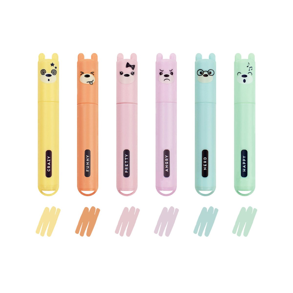 LEGAMI Set of 6 Mini Highlighters - Teddy'S Style Kit - Teddy Bear