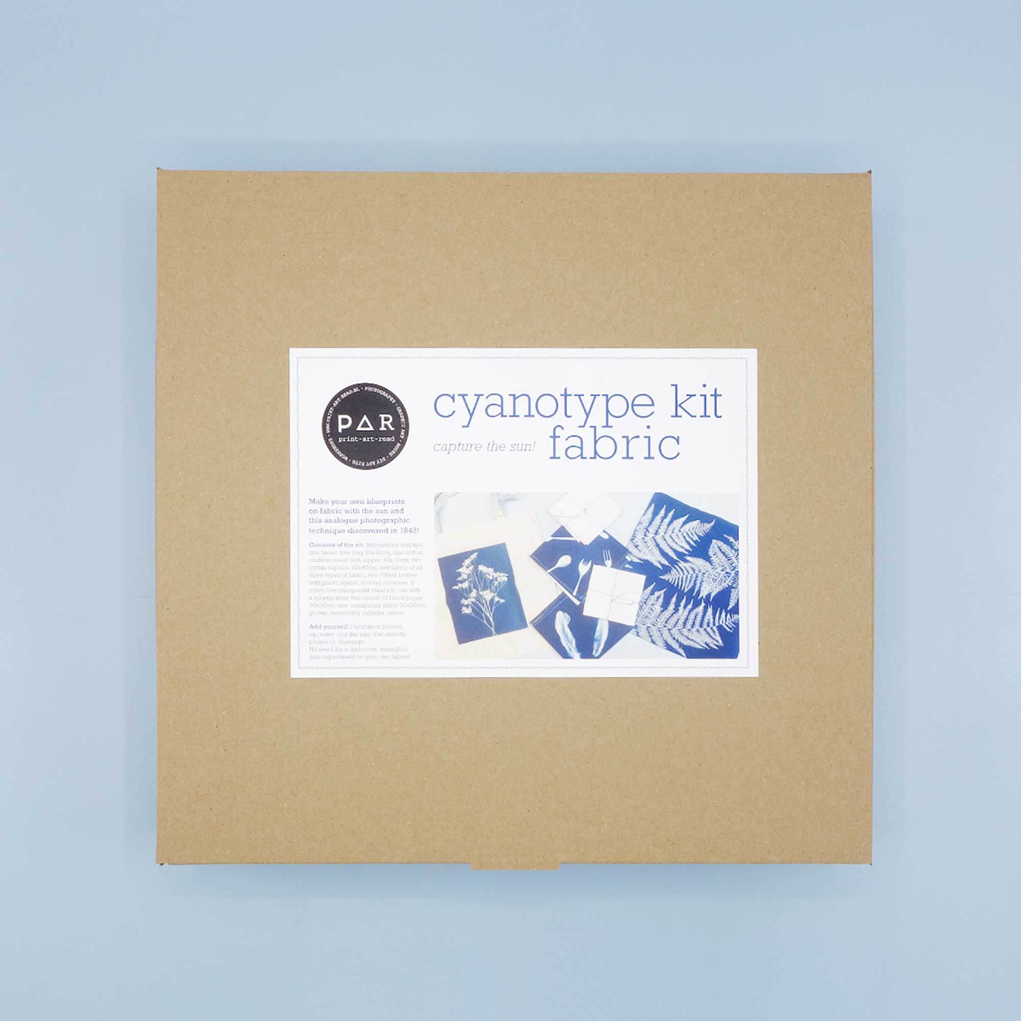 PAR Cyanotype Kit fabric edition – box front