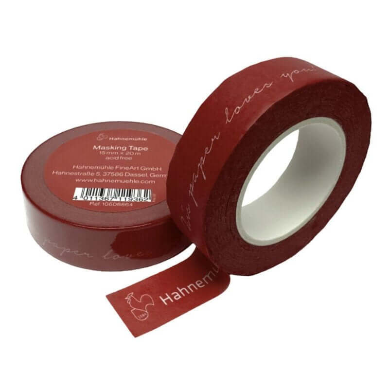 Masking Tape, red with logo, 15 mm x 20 m