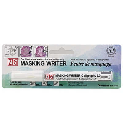 Kuretake Masking Writer - 3mm Calligraphy Tip pen packaging for illustration and watercolor projects.