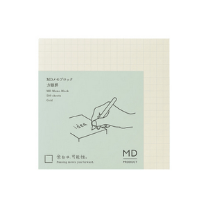 MD Block memo pad with 500 sheets, perfect for writing and ideas, featuring a grid design.