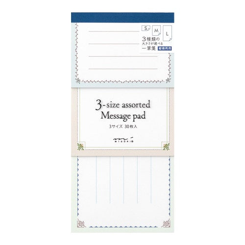 Midori 3-size Assorted Message Pad Decoration Lines