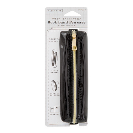 Midori Book Band Pen Case <B6 - A5> Clear-Black A