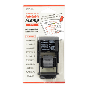 Midori Paintable Stamp – Gift Message with 10 designs and oil-based ink in packaging