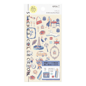 Midori Sticker 2711 French Motifs featuring Parisian scenes and illustrations.